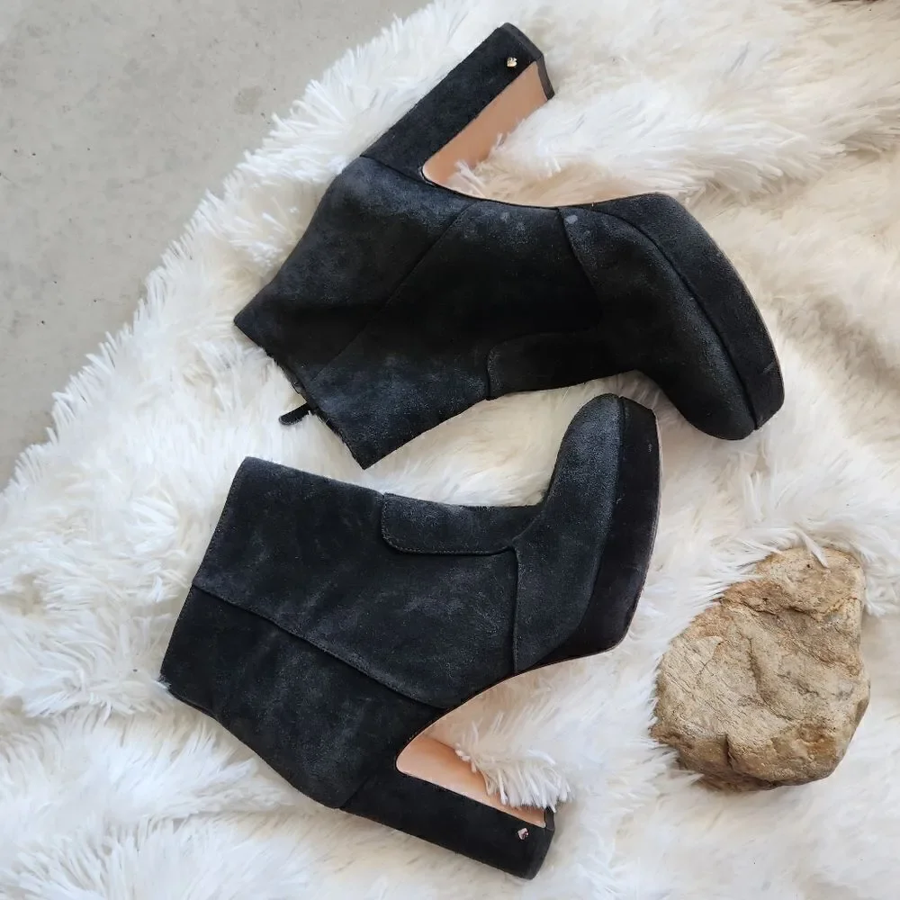 Kate spade black suede New York ankle booties